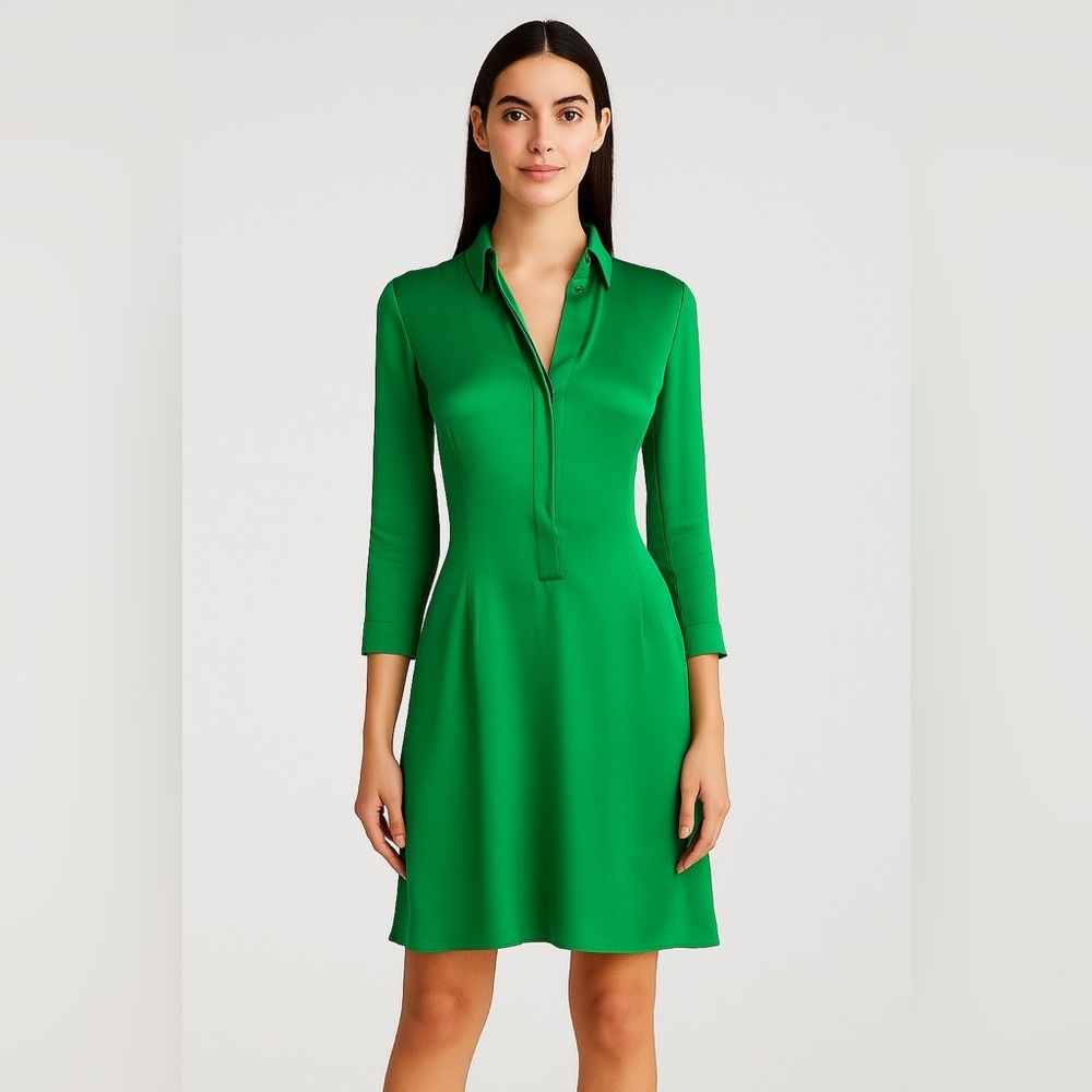 Jil Sander Constance Emerald Green Silk Mini Dress/Size 4-6